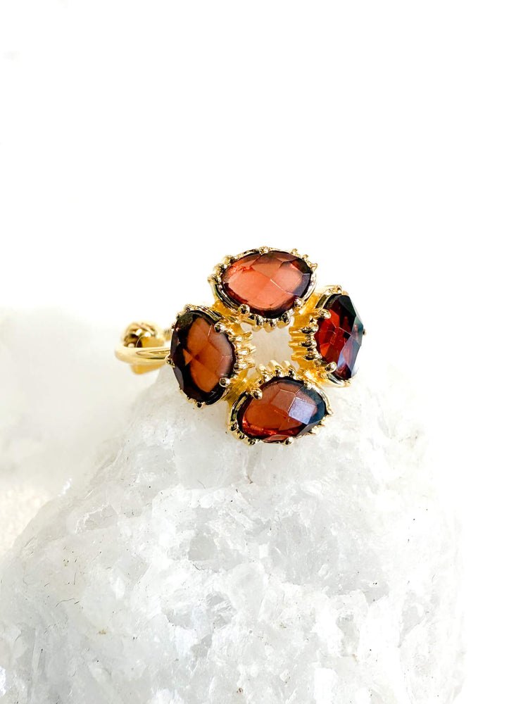 Bague reglable plaqué or - grenat - Au fil de Lo bijoux - createurs de bijoux francais - French design - 小众品牌 - made in France - made in Paris  - french jewels