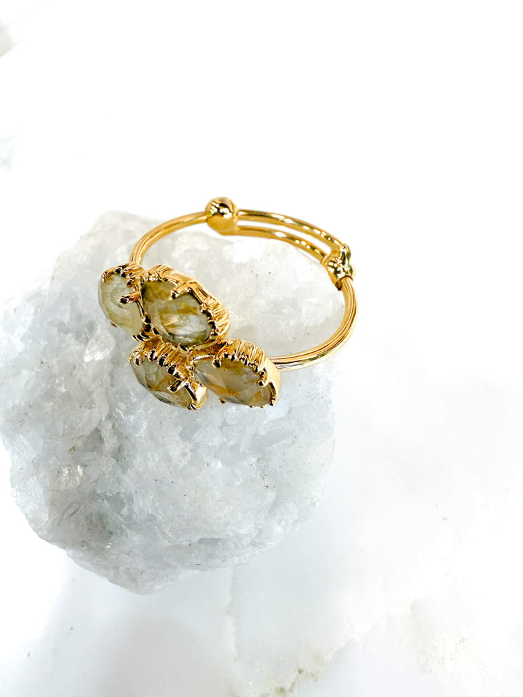 Bague trefle large quartz rutile - Au fil de Lo - createurs de bijoux francais - French design - 小众品牌 - made in France - made in Paris 