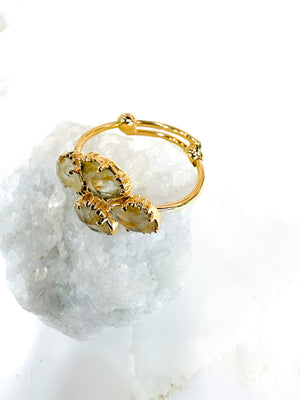 Bague trefle large quartz rutile - Au fil de Lo - createurs de bijoux francais - French design - 小众品牌 - made in France - made in Paris 