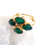 Bague réglable Trefle - Onyx verte - Large