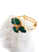 Bague trèfle large - onyx verte - au fil de Lo - bijoux createurs paris - made in paris
