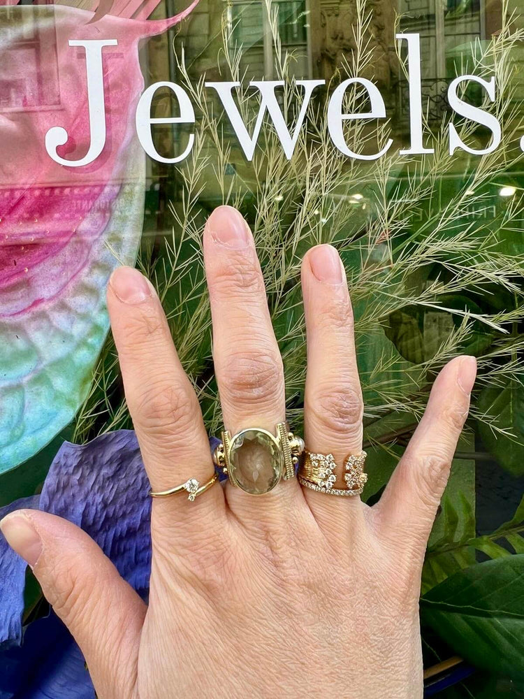 Bague canyon Thea ethnique argent et améthyste verte  bobart paris bijoux