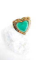 Bague Coeur de pierre - ONYX vert - Au fil de Lo - bijoux createurs
