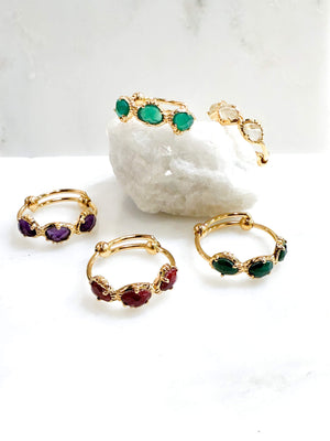 Bagues 3 pierres - Au fil de lo - pierres naturelles semi -précieuses - bijoux créateurs Paris France