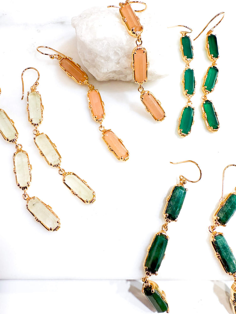 Bijoux Au fil de Lo - boucles pendantes 3 pierres - Bijoux créateur