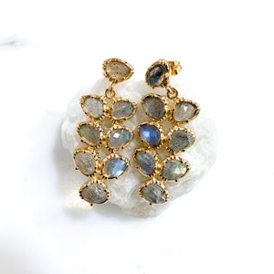 Boucles pendantes Labradorite - AU FIL DE LO