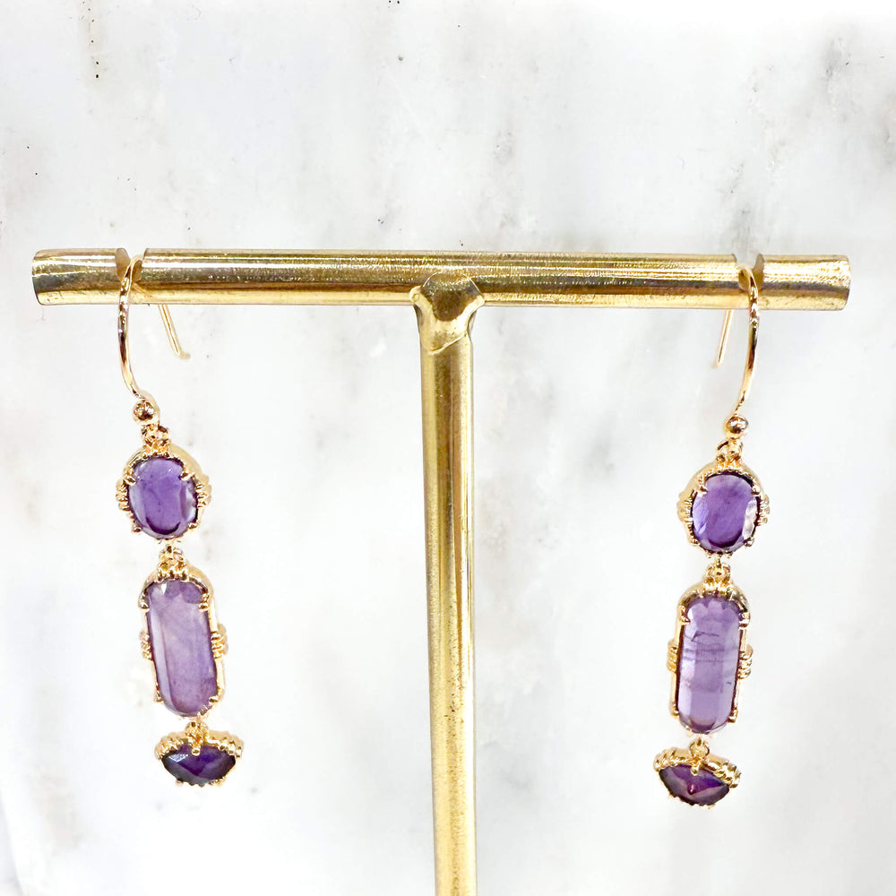 Boucles d'oreilles pendantes- Améthyste