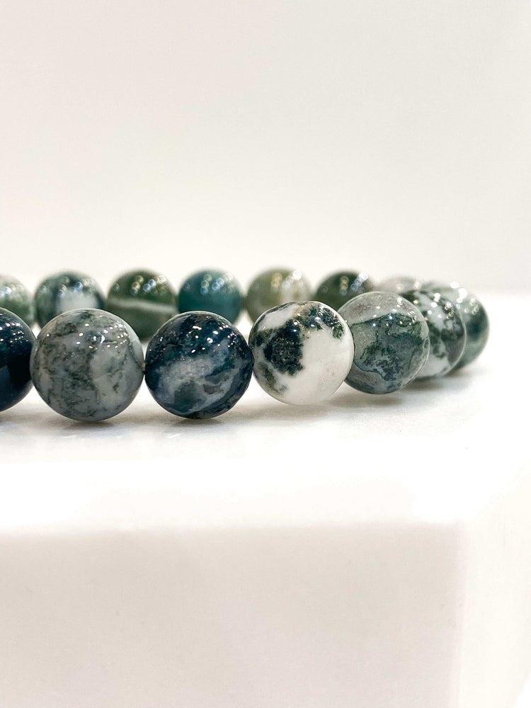 Bracelet Homme - Bracelet Mixte - Bracelet Femme - Bijoux Createur - Bijoux Pierre - Bijoux Pierre Naturelle - Bracelet Pierre - Agate Mousse - Pierre Semi Precieuse - Bobart Bijoux