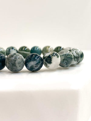 Bracelet Homme - Bracelet Mixte - Bracelet Femme - Bijoux Createur - Bijoux Pierre - Bijoux Pierre Naturelle - Bracelet Pierre - Agate Mousse - Pierre Semi Precieuse - Bobart Bijoux