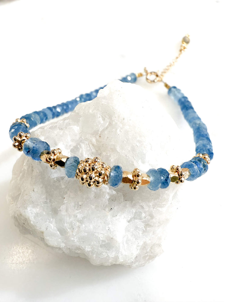 Bracelet Aigue marine, labradorite et plaqué or