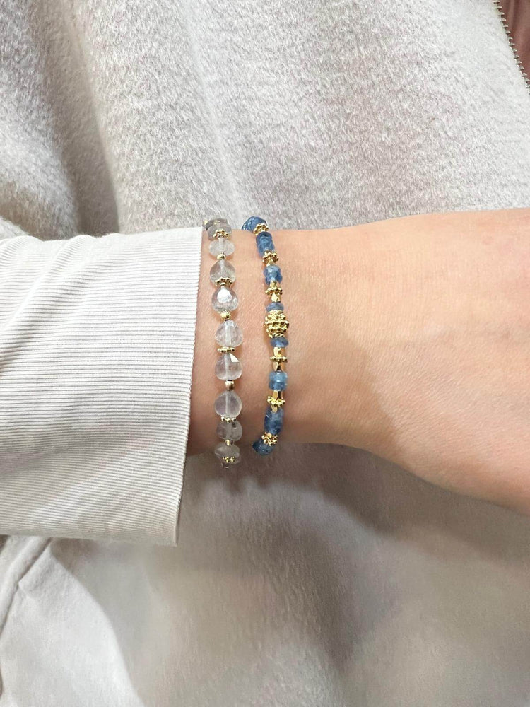 Bracelet Aigue marine, labradorite et plaqué or