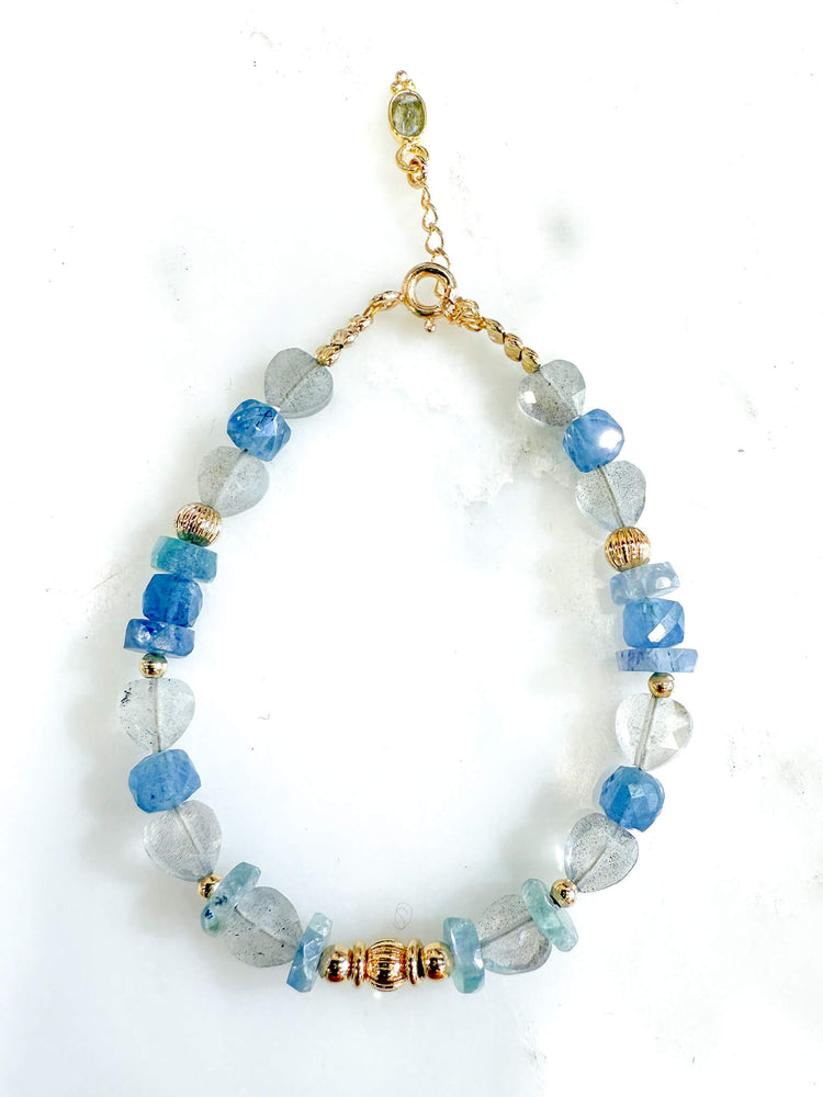 Bracelet Azur Intuition - Aigue marine, labradorite - pierres naturelles - créateurs francais