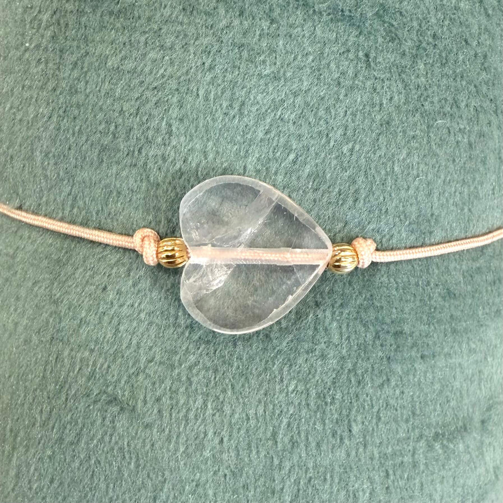 Bracelet lien cœur quartz rose -  Edition octobre rose