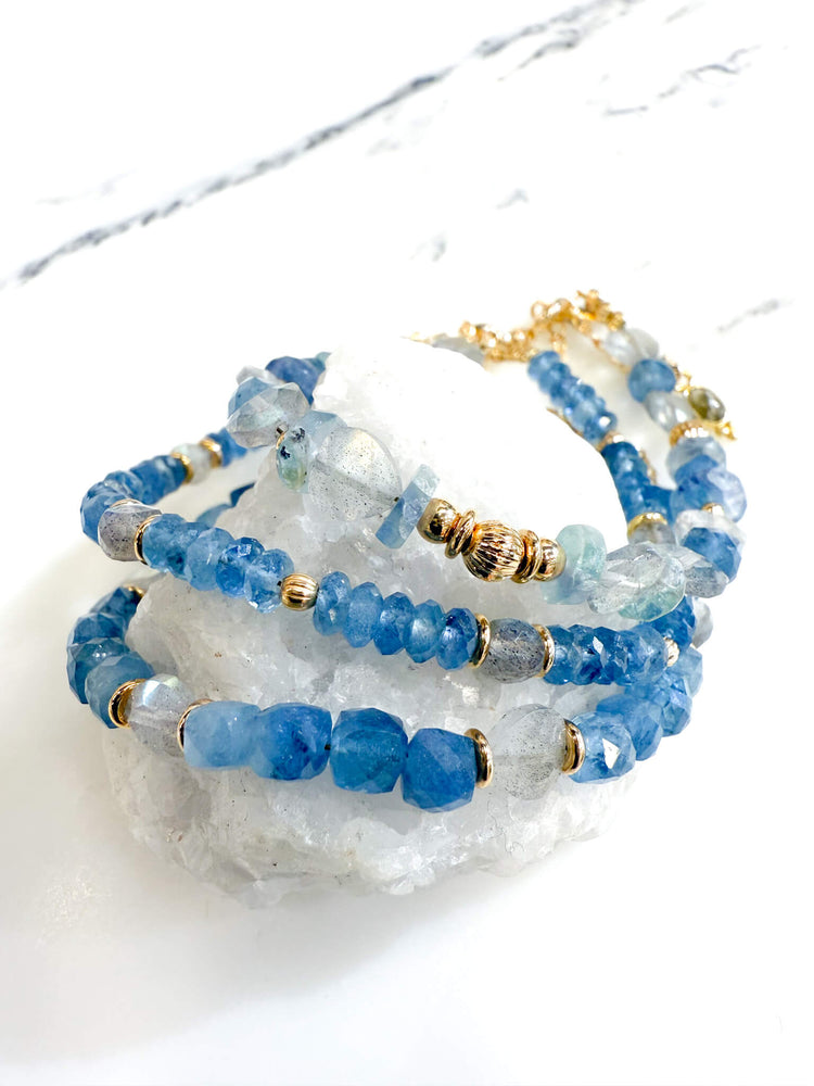 Bracelet Azur Intuition - Aigue marine, labradorite - pierres naturelles - créateurs francais