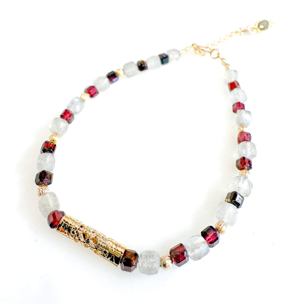 Bracelet  - Grenat et labradorite