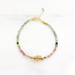 Bracelet Anya tourmalines cubes multicolores plaque or
