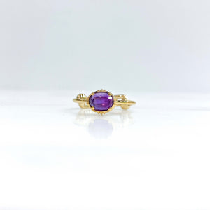 Bague mini ovale - améthyste - Au fil de lo - Bijoux créateur français 