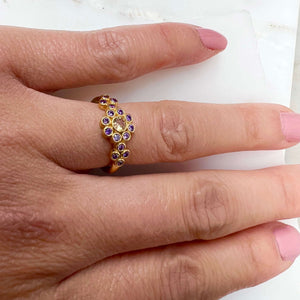Bague daisy , fleur zircons violet Virginie Berman 