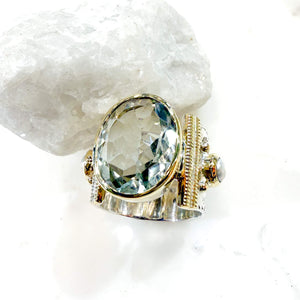 Bague canyon Thea ethnique argent et améthyste verte  bobart paris
