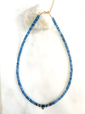 Collier aigue marine - labradorite perles naturelles  - bijoux créateurs - bijoux fantaisie