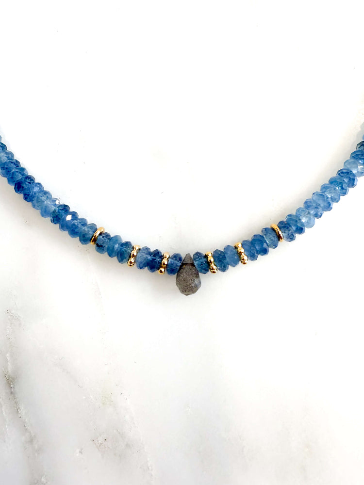 Collier aigue marine - labradorite perles naturelles  - bijoux créateurs - bijoux fantaisie