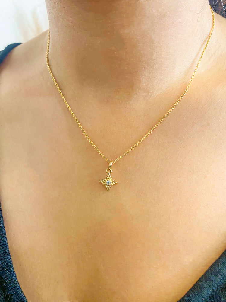 Collier star - pendentif croix étoile - plaqué or  bijoux