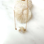 Collier perle naturelle - chaîne plaqué or 