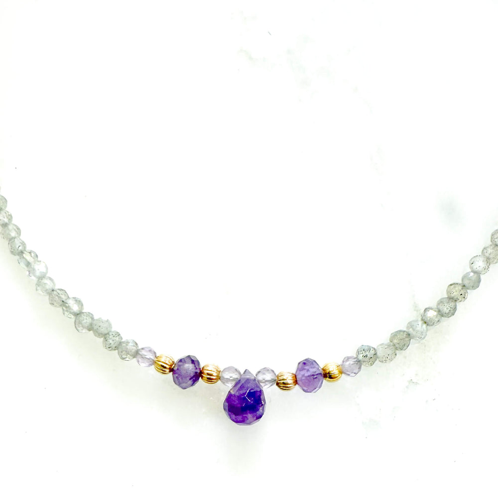 Collier Clotilde - Labradorite et améthyste