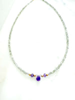 Collier pierres fines naturelles : labradorite et amethyste - collier creation made in france