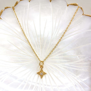 Collier star - pendentif croix étoile - plaqué or 