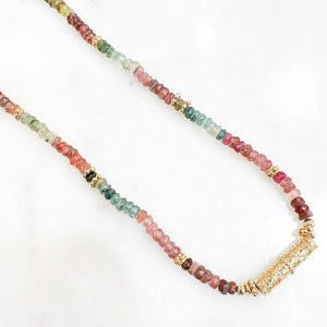 Collier tourmalines naturelles- tube plaqué or