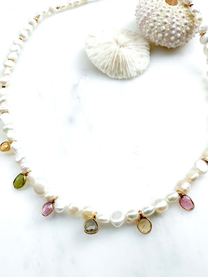 Collier Antoinette - perle et tourmaline