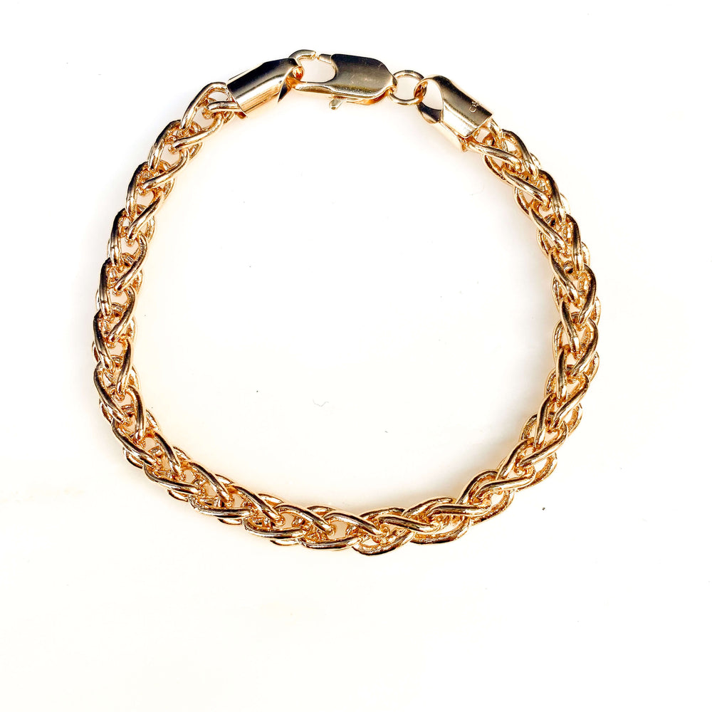 Bracelet grosse maille tressée, bijoux plaqué or 