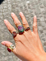 Bague CANYON - quartz fraise - argent et pierres quartz rose