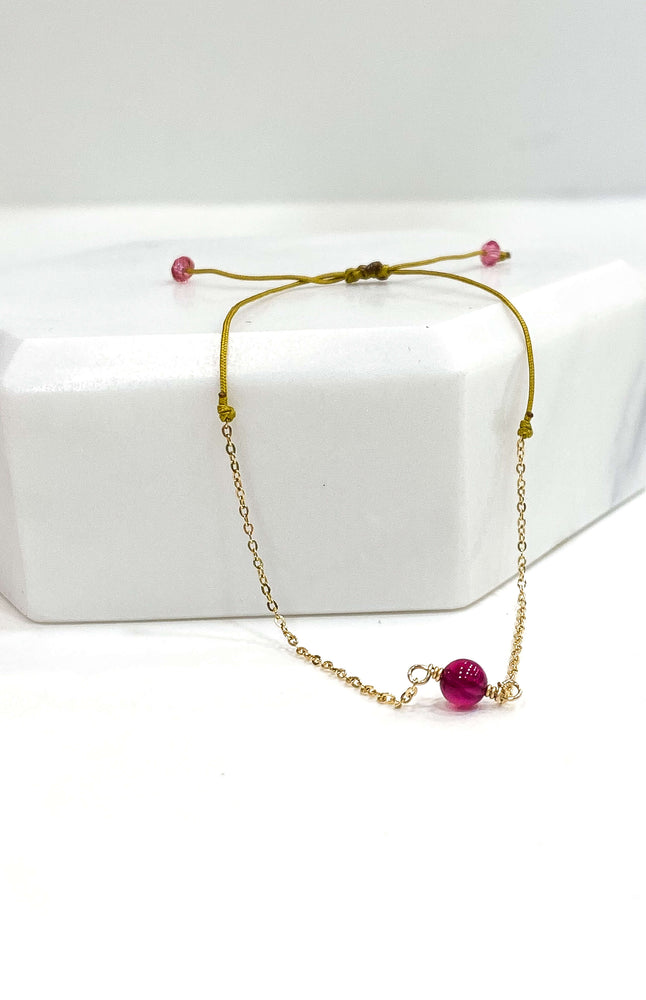 Bracelet Give Happiness - Bracelet Agate Fuchsia - Give Me Happiness - Bijoux Femme - Bracelet Agate Fuchsia - Gold Filled - Bijoux Gold Filled