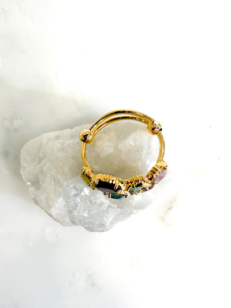 Bague Eclats de toumalines Au fil de Lo reglable