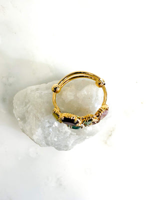 Bague Eclats de toumalines Au fil de Lo reglable