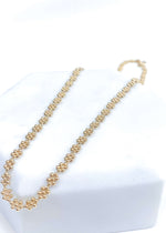 collier fleurs plaqué or maille originale
