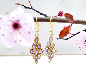 Boucles d'oreilles pendantes - Akari - Boucles améthystes pendantes