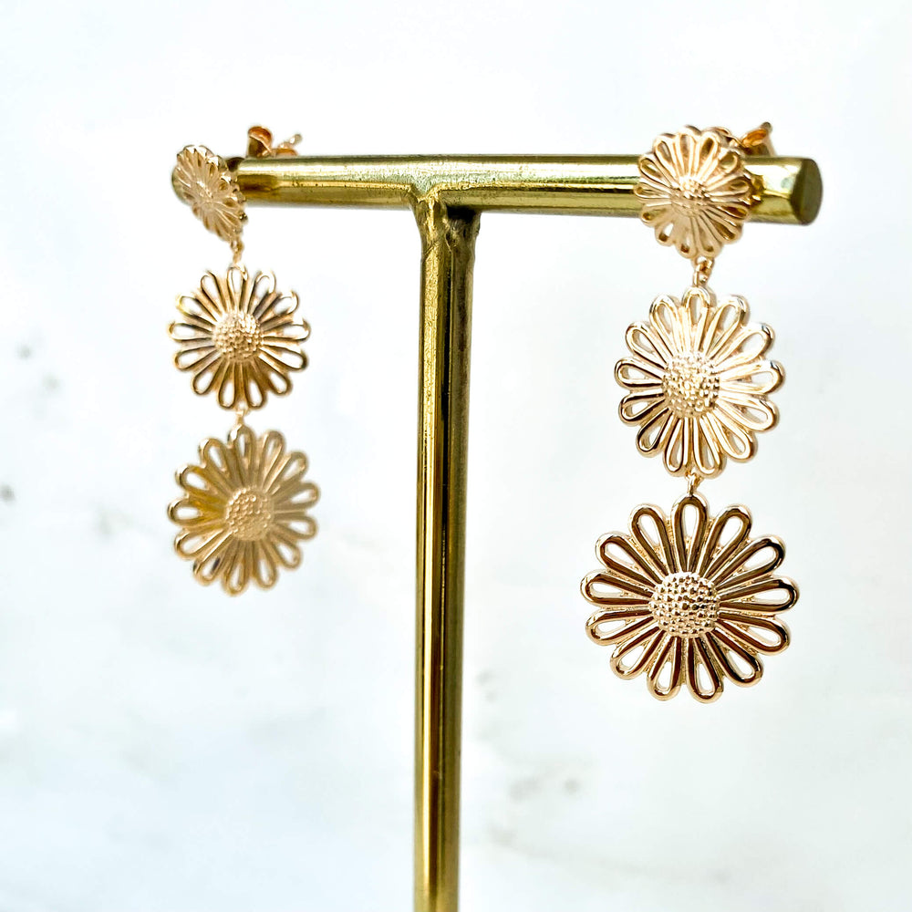 Boucles d'oreilles marguerite - Plaqué or 18K