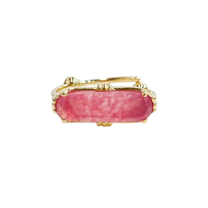 Bague Au fil de Lo empierrée rectangulaire barrette - quartz fraise - bijoux créateur