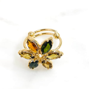 Bague Fleur tourmaline - Au fil de o - Bague ajustable plaqué or bijoux créateur