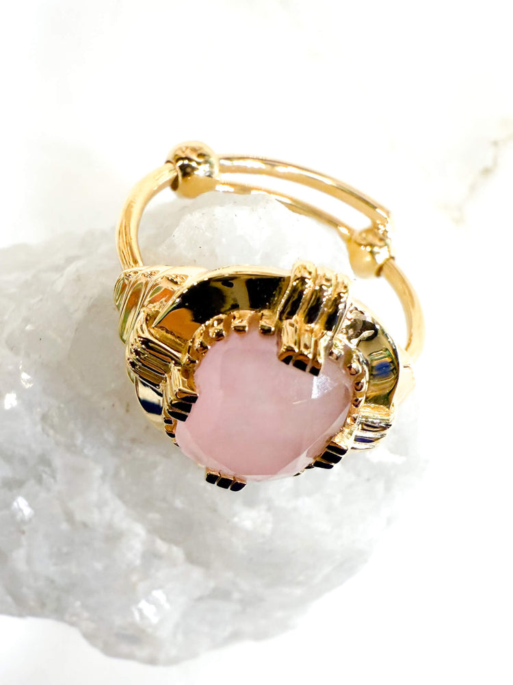Bague art déco Quartz rose