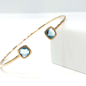 Bijoux Fantaisie - Bijoux Créateur - Bijoux Femme - Bracelet Femme - Bracelet Pierre Bleu - Jonc Femme - Plaqué Or - Bijoux Artisanaux - Jonc Pierre Bleu 