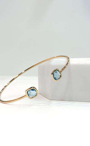 Bracelet Femme - Bijoux Femme - Jonc Pablo - Jonc Pierre Bleu - Bracelet avec Pierre - Bijoux Créateur - Bijoux Femme Plaqué Or 