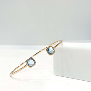Jonc Pablo - Jonc Pierre - Jonc Femme - Jonc Plaqué Or - Bracelet Bleu - Bracelet Pierre Bleu - Jonc Pierre Bleu - Bijoux Fantaisie - Bobart Bijoux