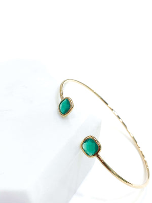 Jonc Pablo - Jonc Femme - Jonc Plaqué Or - Jonc Pierre - Bracelet Femme - Bracelet Vert - Bracelet Vert Émeraude - Bracelet Femme Vert - Bracelet Femme Vert Émeraude - Bijoux Créateur - Bijoux Pierre - Bijoux Femme 