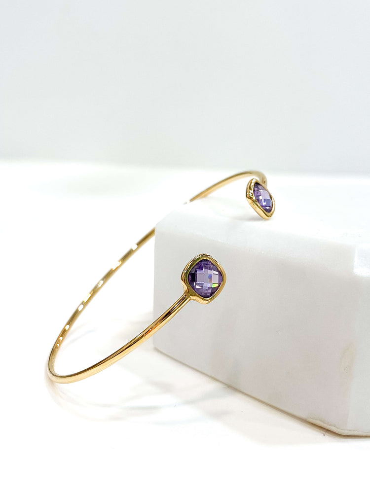 Bijoux Créateur - Bijoux Fantaisie - Jonc Plaqué Or - Jonc Pierre - Bijoux Pierre - Bracelet Pierre - Bracelet Femme - Bracelet Pierre - Bracelet Pierre Violet