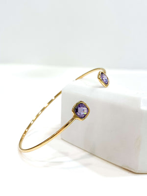 Bijoux Créateur - Bijoux Fantaisie - Jonc Plaqué Or - Jonc Pierre - Bijoux Pierre - Bracelet Pierre - Bracelet Femme - Bracelet Pierre - Bracelet Pierre Violet