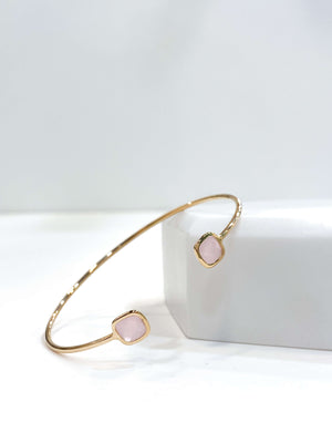 Bijoux Femme - Bracelet Femme - Jonc Femme - Jonc Rose - Bracelet Rose - Pierre - Bijoux Fantaisie - Bracelet Plaqué Or